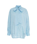 Camicia a righe con collo a fiocco #blu