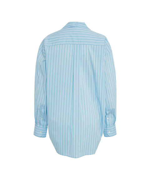 Camicia a righe con collo a fiocco #blu