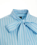 Camicia a righe con collo a fiocco #blu