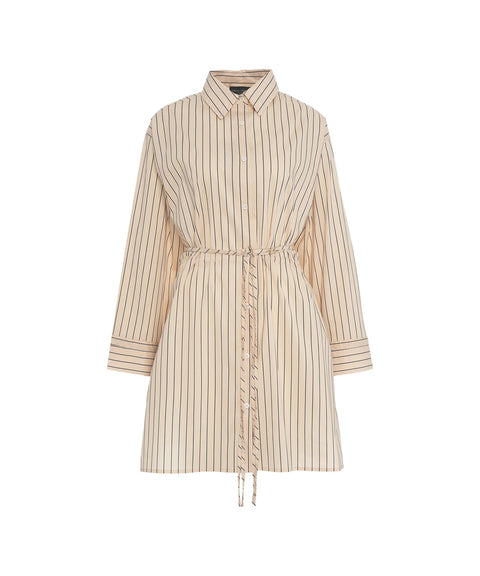 Abito blusa a righe #beige