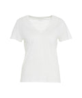 T-shirt in lino con scollo a V #bianco