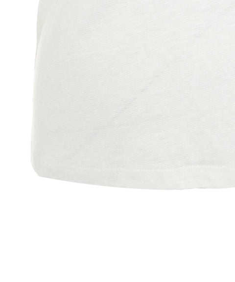 T-shirt in lino con scollo a V #bianco