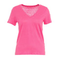 T-shirt in lino con scollo a V #pink