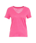 T-shirt in lino con scollo a V #pink