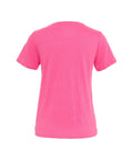 T-shirt in lino con scollo a V #pink