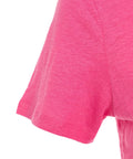 T-shirt in lino con scollo a V #pink