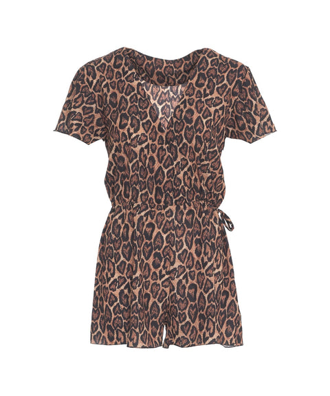 Tuta corta con stampa animalier #marrone