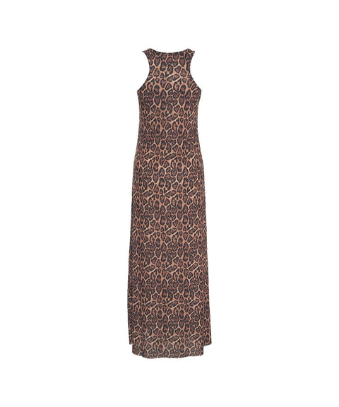 Maxi abito con stampa animalier #marrone