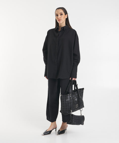 Camicia oversize in misto lino